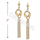 EL118 Gold Layered CZ Long Earrings