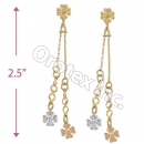 EL128 Gold Layered  Tri-Color Long Earrings