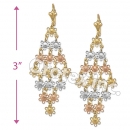 EL129 Gold Layered  Tri-Color Long Earrings