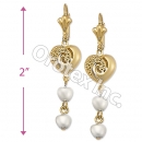 EL130 Gold Layered Pearl Long Earrings