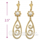 EL134 Gold Layered Pearl Long Earrings