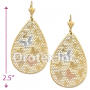 EL135 Gold Layered Tri-Color Long Earrings