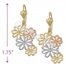 EL139 Gold Layered  Tri-Color Long Earrings