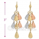 EL148 Gold Layered  Tri-Color Long Earrings