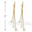 EL159 Gold Layered  Tri-Color Long Earrings