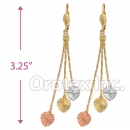 EL160 Gold Layered  Tri-Color Long Earrings