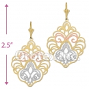 El219C Gold Layered Tri-Color Long Earrings