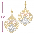 El219C Gold Layered Tri-Color Long Earrings