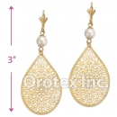 El229C Gold Layered Pearl Long Earrings