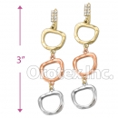 EL247C Gold Layered CZ Tri-Color Long Earrings