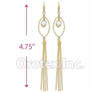 EL338 Gold Layered Pearl Long Earrings