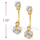 EL350 Orotex Gold Layered CZ Long Earrings