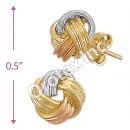 ES009 Gold Layered Tri-Color Stud Earrings