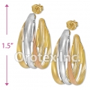 ES016 Gold Layered Tri-Color Hoop Earrings