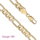 GFC1-14 Gold Layered Figaro 3+1 Yellow Pave Gauge 180