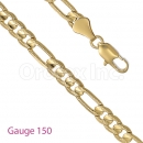GFC1-15 Gold Layered Figaro 3+1 Yellow Pave Gauge 150
