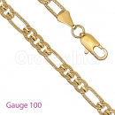 GFC1-17 Gold Layered Figaro 3+1 Yellow Pave Gauge 100