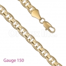 GFC1-20 Gold Layered Mariner Concave Yellow Pave Chain Gauge 150