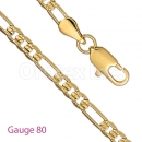 GFC2-18 Gold Layered Figaro 3+1 Yellow Pave Chain Gauge 080