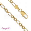 GFC2-23 Gold Filled Figaro 3+1 Chain Gauge 080