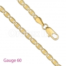 GFC3-6 Gold Layered Diamond Cut Valentino Chain Gauge 060