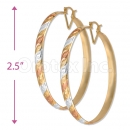 6mm Indian Gold Plated Tri-color Bangle Earrings