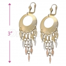 Orotex Gold Layered Tri-color Chandelier Earrings