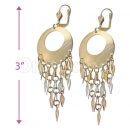 Orotex Gold Layered Tri-color Chandelier Earrings