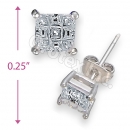 Orotex Silver Layered Invisible Cut Square Stud CZ Earring