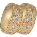 GLG1-24-F 25mm Indian Gold Plated Tri-color Diamond Cut Bangle