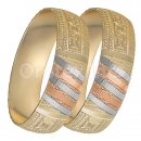 GLG1-25-C 20mm Indian Gold Plated Tri-color Diamond Cut Bangle