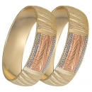 GLG1-25-E 20mm Indian Gold Plated Tri-color Diamond Cut Bangle