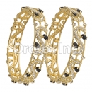 Set of Two Black & White CZ Indian Gold Plated Bangles
