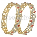 Set of Two Red & White CZ Indian Gold Plated Bangle