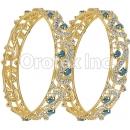 Set of Two Green & White CZ Indian Gold Plated Bangle