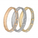 Indian Gold Plated Tri-color Two Lines CZ Bangle