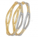 GLG150 Gold Plated 2-Tone CZ Bangle