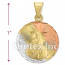 P196 Gold Layered Tri-Color Pendant