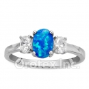 925 Sterling Silver Lab Blue Opal CZ Women’s Ring