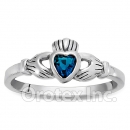 925 Sterling Silver Blue Topaz Claddagh Womens Ring