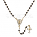 RO001 Gold Layered Cz Black Rosary