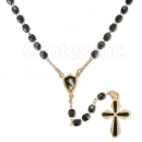 RO002 Gold Layered Cz Black Rosary